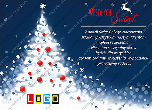 E-kartka świąteczna EBN-035 – Biała choinka z bokeh