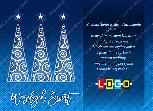 E-kartka świąteczna EBN-083 – Trzy niebieskie choinki