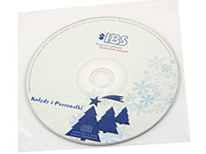 Płyta CD z kolędami w kopercie foliowej z nadrukiem logo firmy