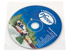 Płyta CD z kolędami w kopercie foliowej z nadrukiem logo firmy
