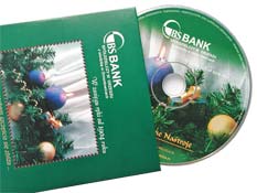 Koperta kartonowa z płytą CD kolęd i logo firmy