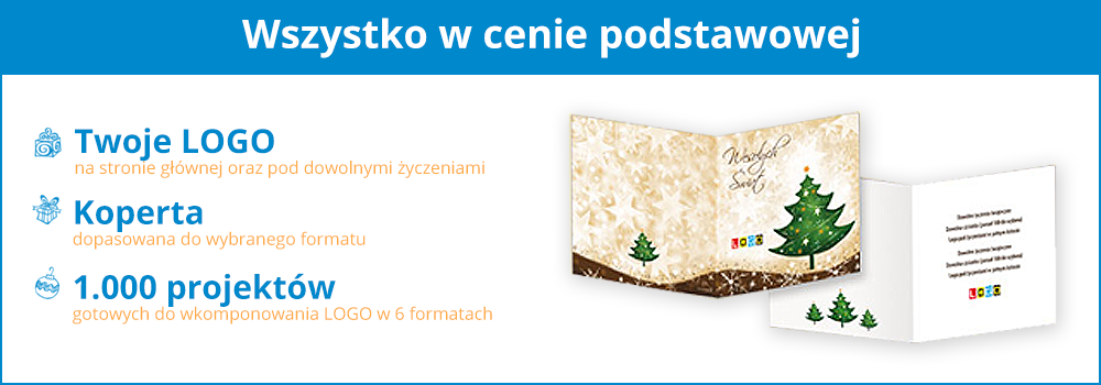 Kartki świąteczne z logo firmy – przykłady realizacji