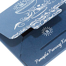 propack, papier Dali granatowy prążkowany, druk białym