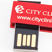 pendrive wysuwany czerwony, nadruk