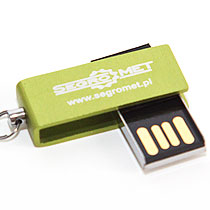 pendrive wysuwany, zielone aluminium, grawer