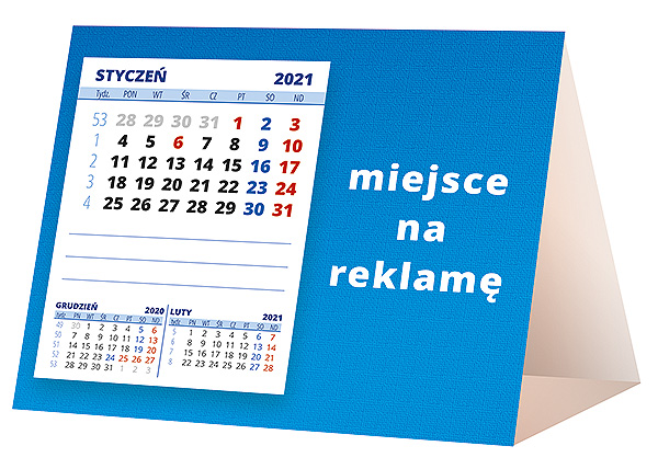 Kalendarz biurkowy, wzór KP1-008 – Tył piramidki – blok kalendarzowy i pole na Twoją reklamę