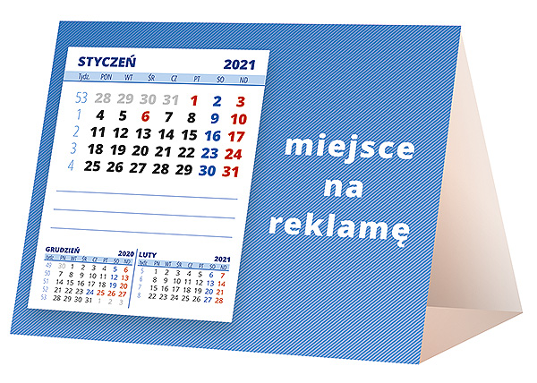 Kalendarz biurkowy, wzór KP1-009 – Tył piramidki – blok kalendarzowy i pole na Twoją reklamę