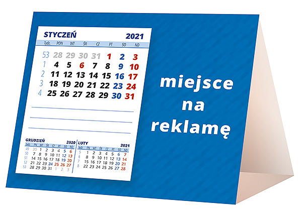 Kalendarz biurkowy, wzór KP1-034 – Tył piramidki – blok kalendarzowy i pole na Twoją reklamę
