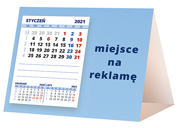 Kalendarz biurkowy, wzór KP1-046 – Tył piramidki – blok kalendarzowy i pole na Twoją reklamę