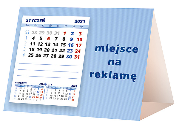 Kalendarz biurkowy, wzór KP1-062 – Tył piramidki – blok kalendarzowy i pole na Twoją reklamę