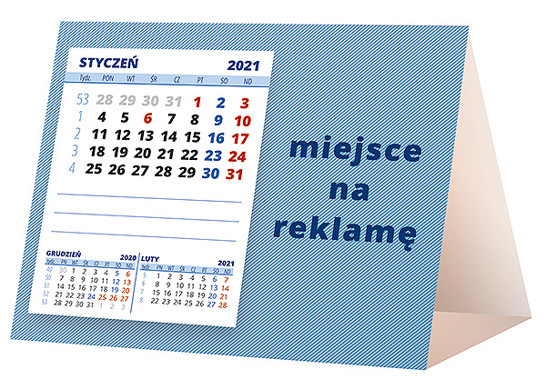 Kalendarz biurkowy, wzór KP1-080 – Tył piramidki – blok kalendarzowy i pole na Twoją reklamę