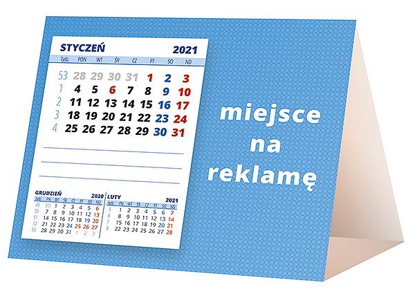 Kalendarz biurkowy, wzór KP1-081 – Tył piramidki – blok kalendarzowy i pole na Twoją reklamę