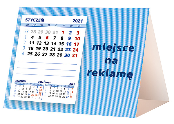 Kalendarz biurkowy, wzór KP1-082 – Tył piramidki – blok kalendarzowy i pole na Twoją reklamę