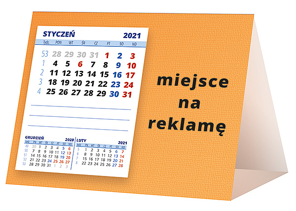 Kalendarz biurkowy, wzór KP1-086 – Tył piramidki – blok kalendarzowy i pole na Twoją reklamę