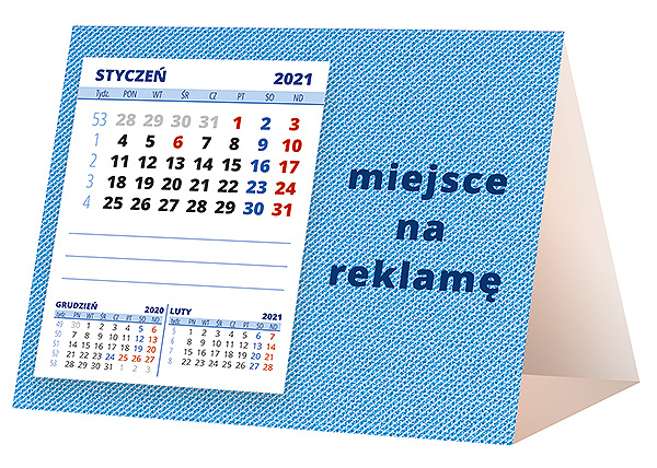 Kalendarz biurkowy, wzór KP1-087 – Tył piramidki – blok kalendarzowy i pole na Twoją reklamę