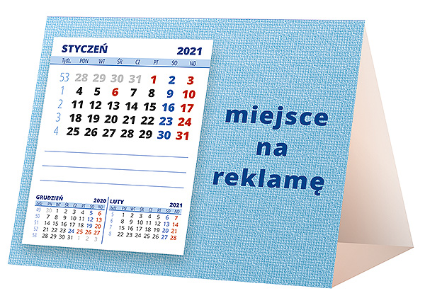 Kalendarz biurkowy, wzór KP1-094 – Tył piramidki – blok kalendarzowy i pole na Twoją reklamę