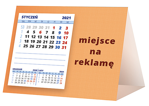 Kalendarz biurkowy, wzór KP1-100 – Tył piramidki – blok kalendarzowy i pole na Twoją reklamę