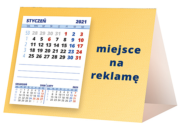 Kalendarz biurkowy, wzór KP1-101 – Tył piramidki – blok kalendarzowy i pole na Twoją reklamę