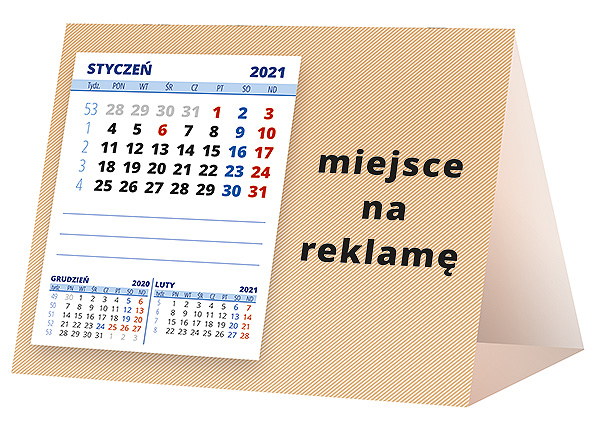Kalendarz biurkowy, wzór KP1-103 – Tył piramidki – blok kalendarzowy i pole na Twoją reklamę