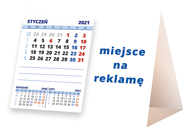 Kalendarz biurkowy, wzór KP1-104 – Tył piramidki – blok kalendarzowy i pole na Twoją reklamę