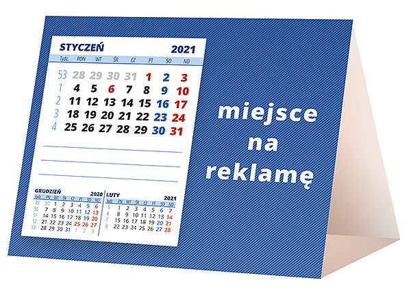 Kalendarz biurkowy, wzór KP1-106 – Tył piramidki – blok kalendarzowy i pole na Twoją reklamę