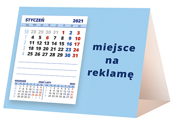 Kalendarz biurkowy, wzór KP1-108 – Tył piramidki – blok kalendarzowy i pole na Twoją reklamę