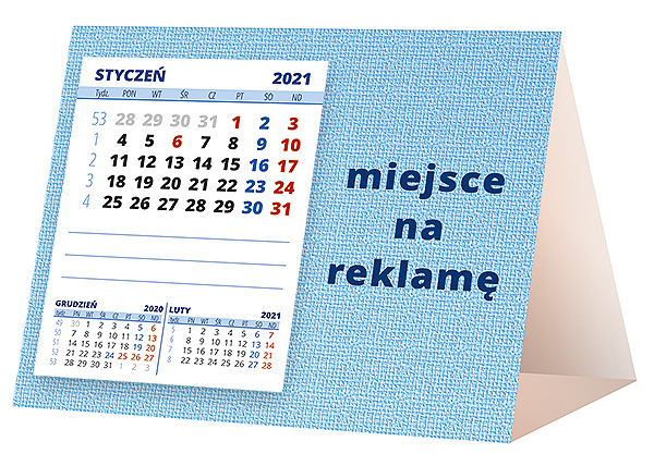 Kalendarz biurkowy, wzór KP1-111 – Tył piramidki – blok kalendarzowy i pole na Twoją reklamę