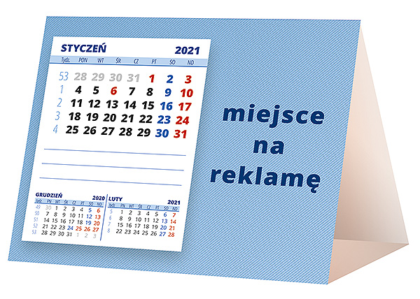 Kalendarz biurkowy, wzór KP1-112 – Tył piramidki – blok kalendarzowy i pole na Twoją reklamę