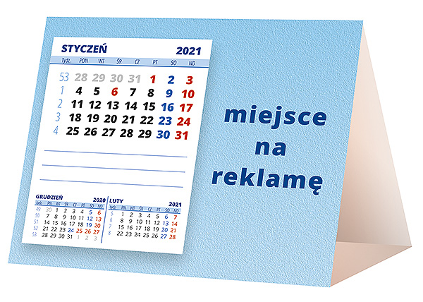 Kalendarz biurkowy, wzór KP1-114 – Tył piramidki – blok kalendarzowy i pole na Twoją reklamę