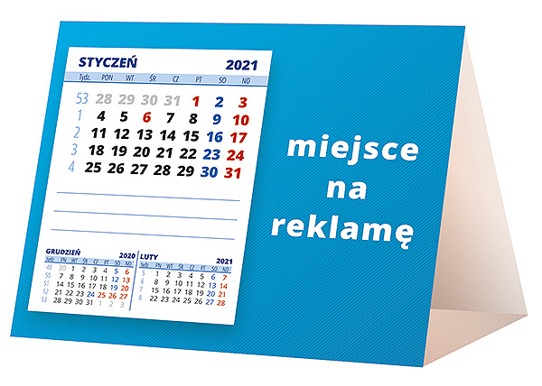 Kalendarz biurkowy, wzór KP1-115 – Tył piramidki – blok kalendarzowy i pole na Twoją reklamę