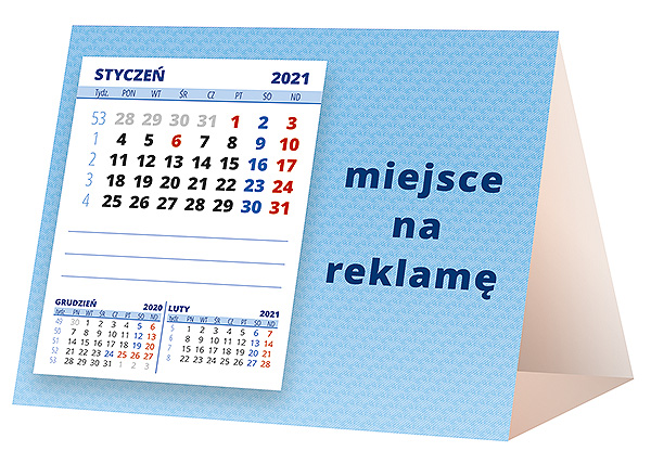 Kalendarz biurkowy, wzór KP1-116 – Tył piramidki – blok kalendarzowy i pole na Twoją reklamę