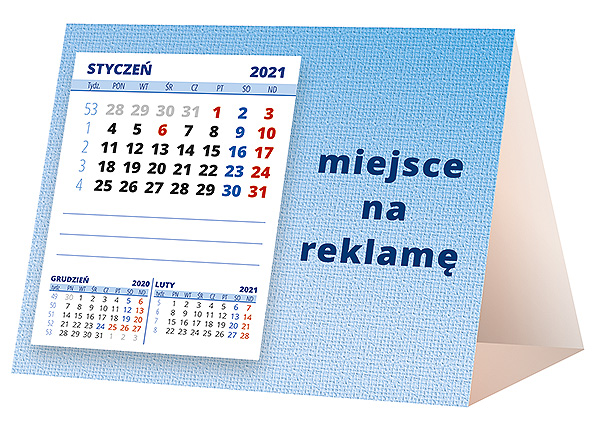 Kalendarz biurkowy, wzór KP1-117 – Tył piramidki – blok kalendarzowy i pole na Twoją reklamę