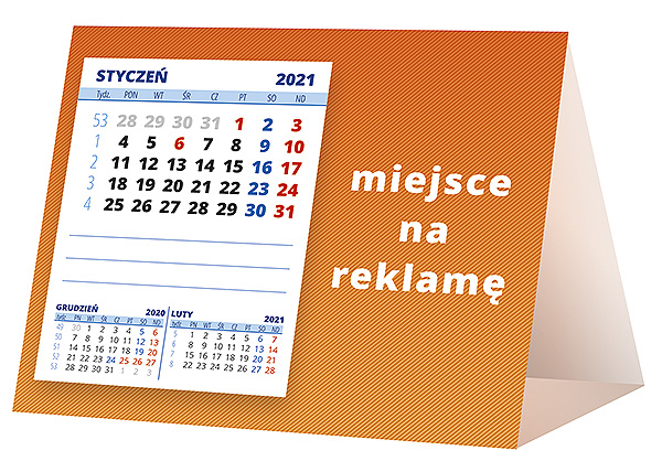 Kalendarz biurkowy, wzór KP1-119 – Tył piramidki – blok kalendarzowy i pole na Twoją reklamę