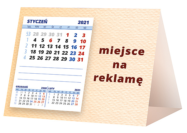 Kalendarz biurkowy, wzór KP1-120 – Tył piramidki – blok kalendarzowy i pole na Twoją reklamę