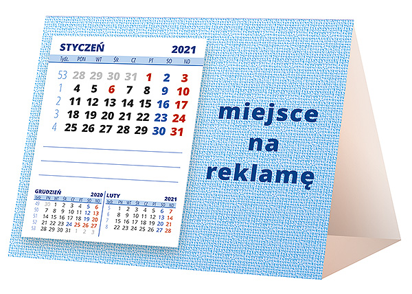 Kalendarz biurkowy, wzór KP1-125 – Tył piramidki – blok kalendarzowy i pole na Twoją reklamę
