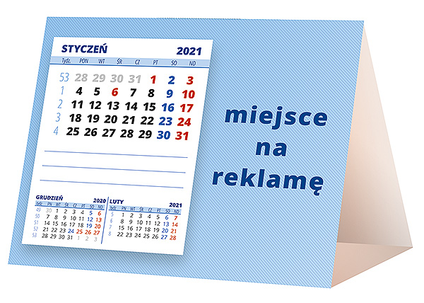 Kalendarz biurkowy, wzór KP1-126 – Tył piramidki – blok kalendarzowy i pole na Twoją reklamę