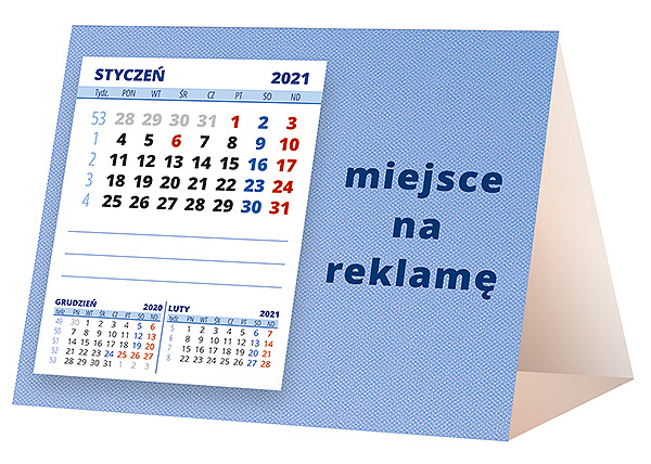 Kalendarz biurkowy, wzór KP1-130 – Tył piramidki – blok kalendarzowy i pole na Twoją reklamę