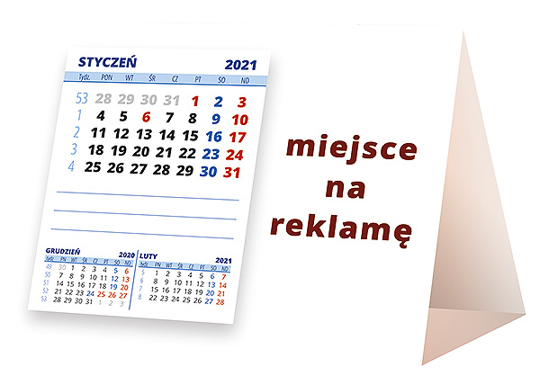 Kalendarz biurkowy, wzór KP1-132 – Tył piramidki – blok kalendarzowy i pole na Twoją reklamę