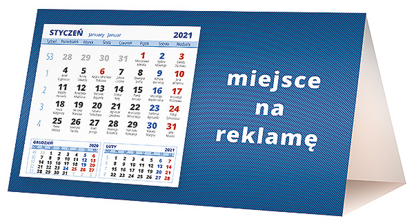Kalendarz biurkowy, wzór KP2-001 – Tył piramidki – blok kalendarzowy i pole na Twoją reklamę