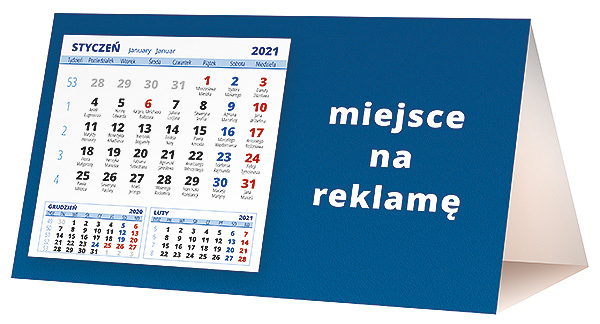 Kalendarz biurkowy, wzór KP2-006 – Tył piramidki – blok kalendarzowy i pole na Twoją reklamę