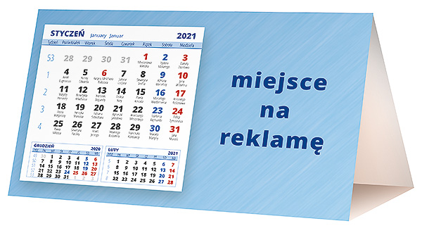 Kalendarz biurkowy, wzór KP2-007 – Tył piramidki – blok kalendarzowy i pole na Twoją reklamę