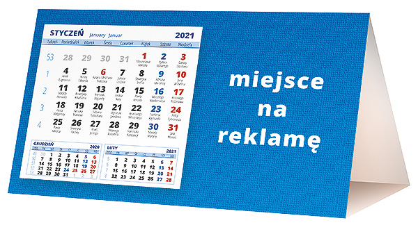 Kalendarz biurkowy, wzór KP2-008 – Tył piramidki – blok kalendarzowy i pole na Twoją reklamę