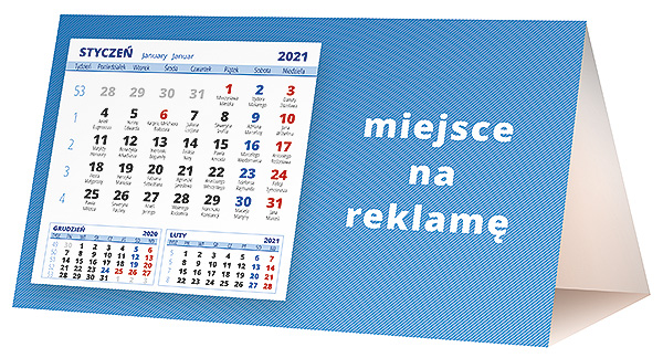 Kalendarz biurkowy, wzór KP2-009 – Tył piramidki – blok kalendarzowy i pole na Twoją reklamę