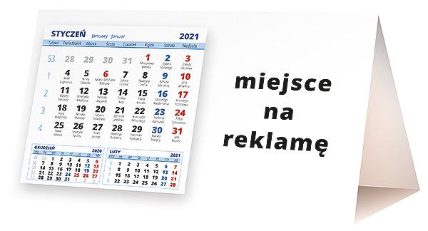 Kalendarz biurkowy, wzór KP2-010 – Tył piramidki – blok kalendarzowy i pole na Twoją reklamę