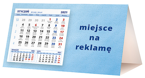Kalendarz biurkowy, wzór KP2-014 – Tył piramidki – blok kalendarzowy i pole na Twoją reklamę