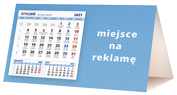 Kalendarz biurkowy, wzór KP2-015 – Tył piramidki – blok kalendarzowy i pole na Twoją reklamę