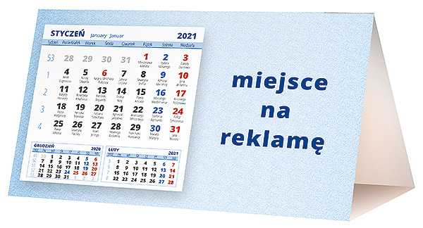 Kalendarz biurkowy, wzór KP2-019 – Tył piramidki – blok kalendarzowy i pole na Twoją reklamę