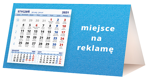 Kalendarz biurkowy, wzór KP2-024 – Tył piramidki – blok kalendarzowy i pole na Twoją reklamę
