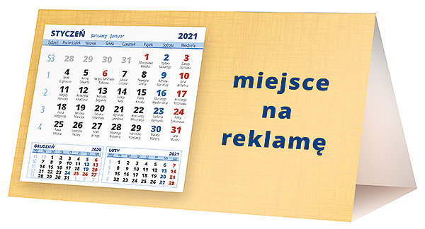 Kalendarz biurkowy, wzór KP2-029 – Tył piramidki – blok kalendarzowy i pole na Twoją reklamę
