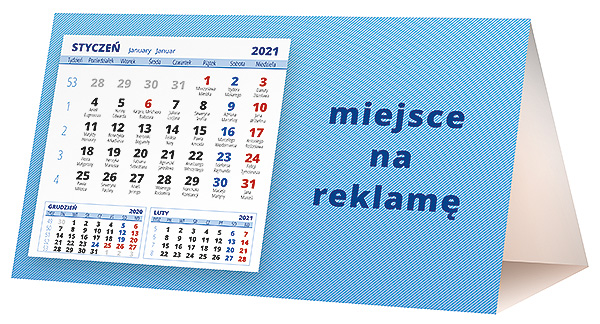 Kalendarz biurkowy, wzór KP2-031 – Tył piramidki – blok kalendarzowy i pole na Twoją reklamę
